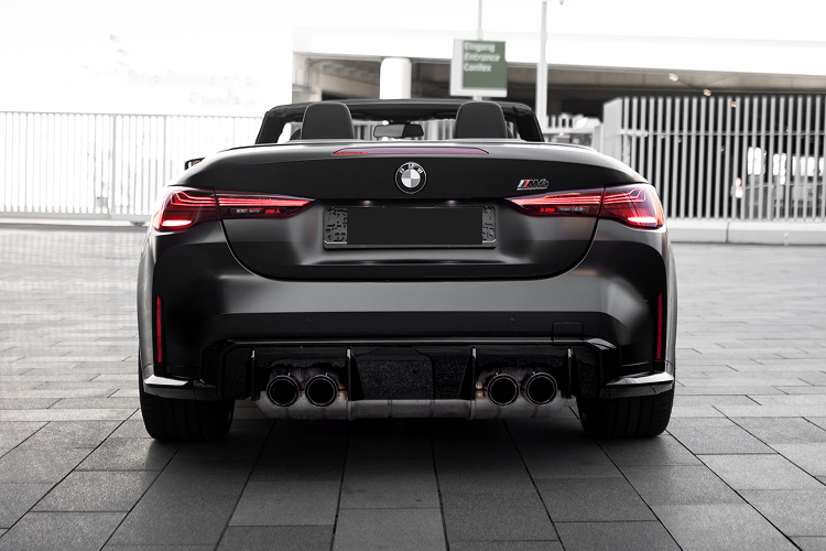 Back view BMW M4 Competition Convertible in Leverkusen