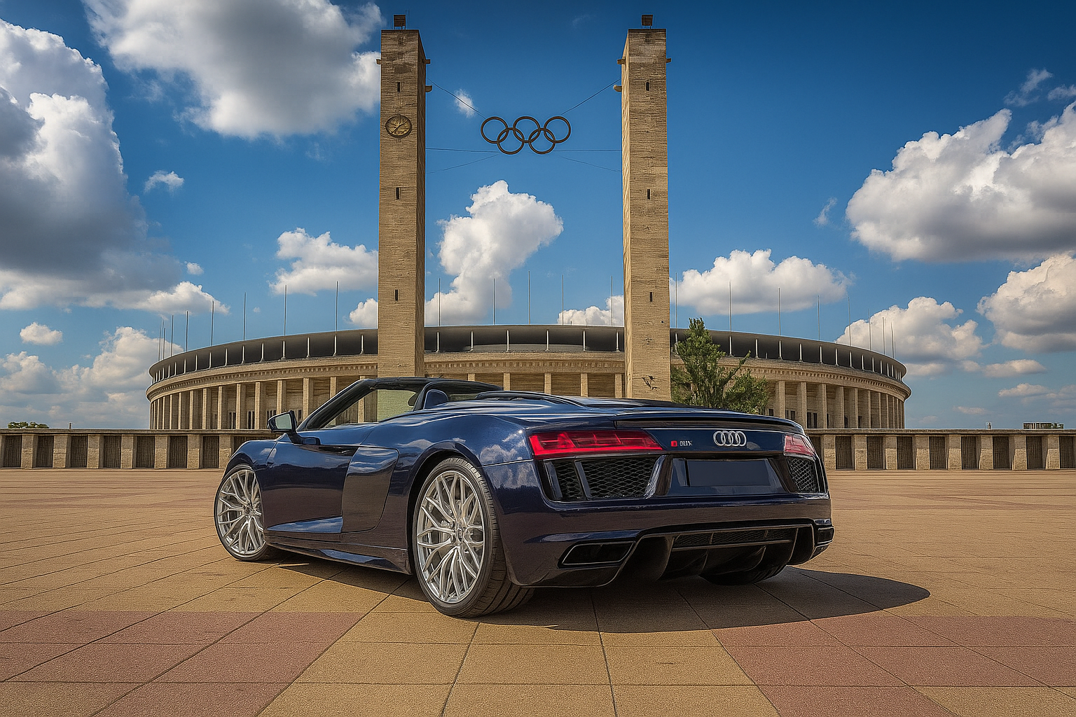 Back view Audi R8 V10 Spyder Quattro in Berlin