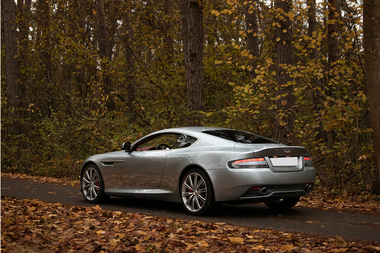 Side view Aston Martin DB9 in Stuttgart