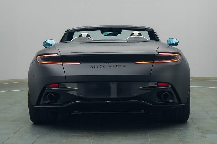 Back view Aston Martin DB12 Volante in the Schwarzwald