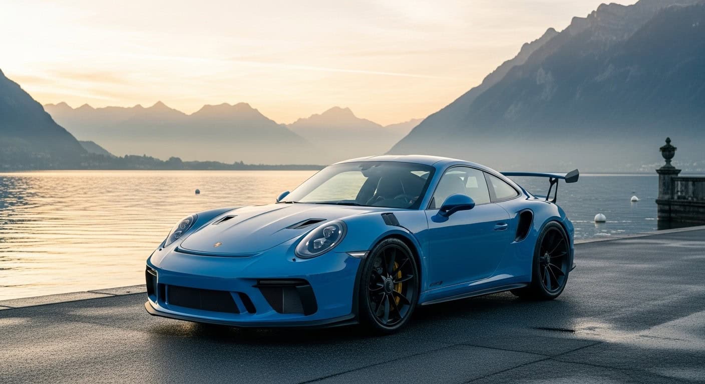 Porsche 911 GT3 RS at the Lake Geneva start of the Route des Grandes Alpes