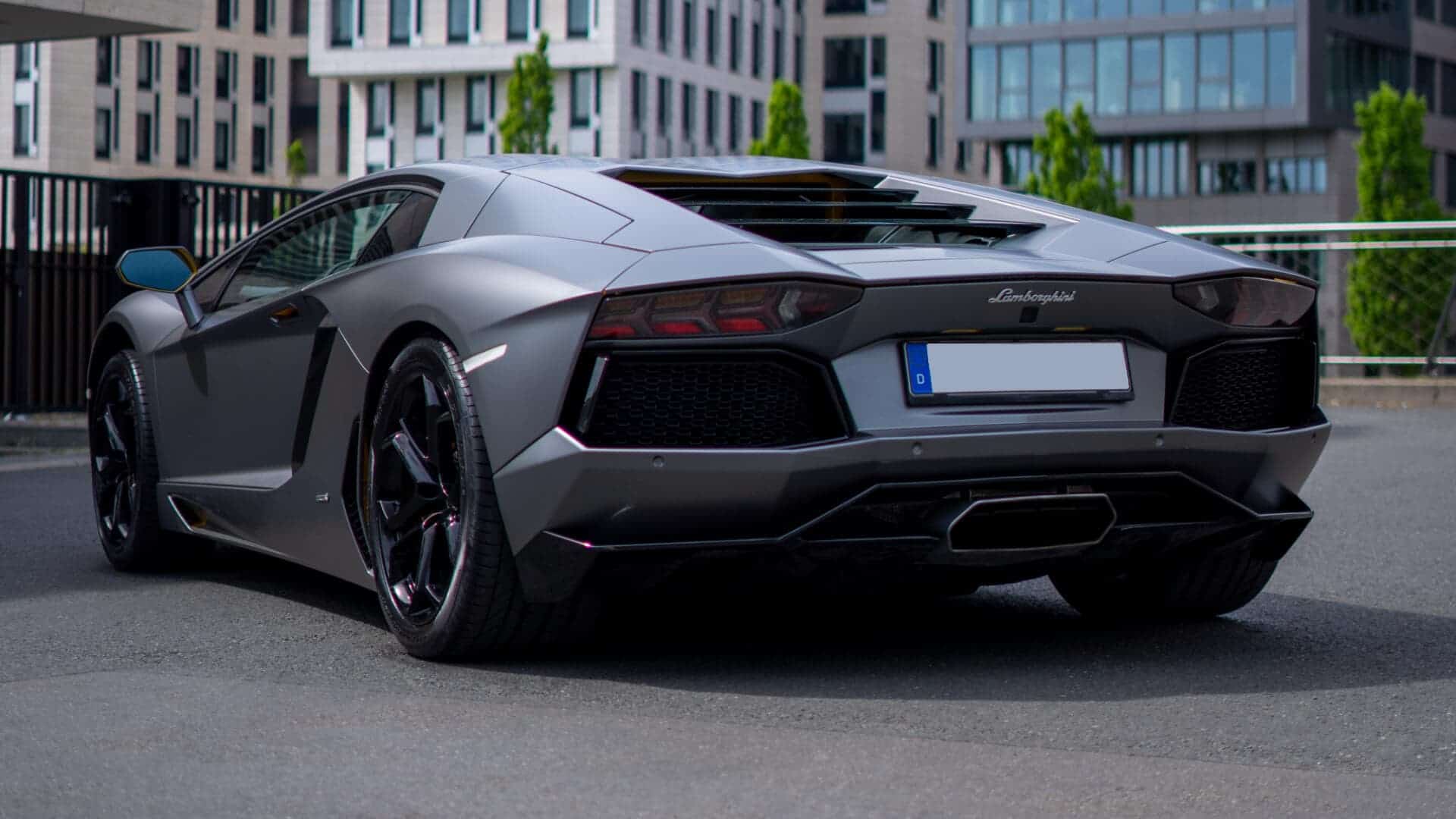 Back view Lamborghini Aventador in Frankfurt (Main)