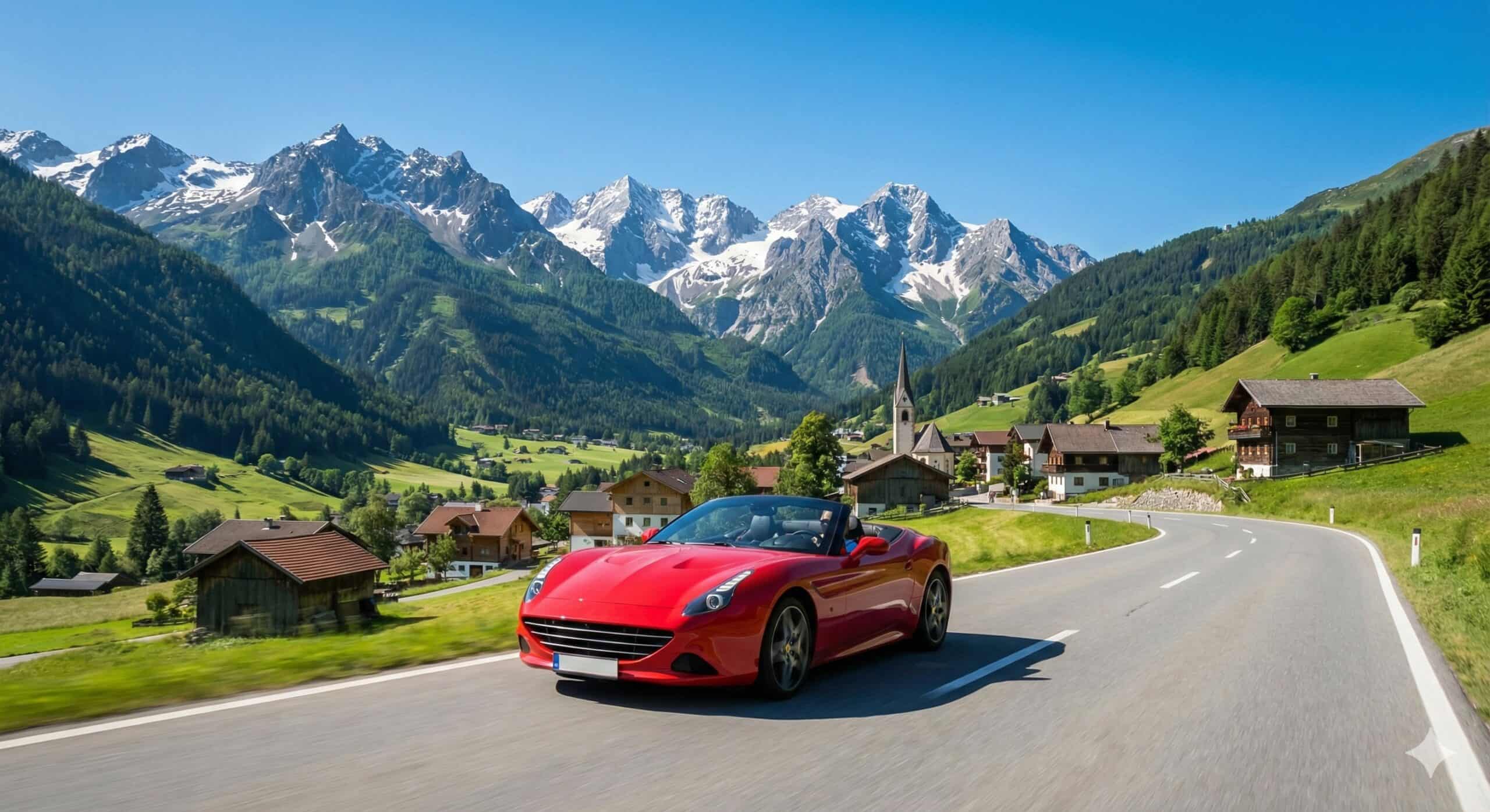 Austria road trip near mountains